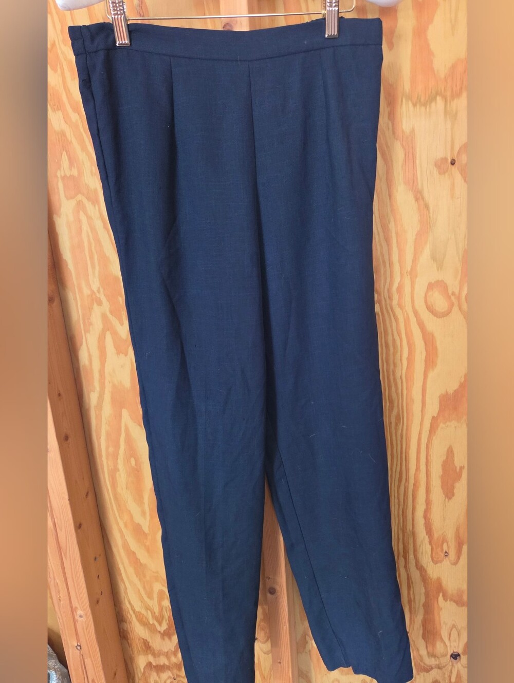 R&K Originals Navy Blue Tapered Pants High Rise Elastic Back Pleated Size 10